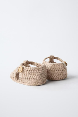 ZARA ВЯЗАНЫЕ ПИНЕТКИ, ПЕСОЧНО-КОРИЧНЕВЫЙ