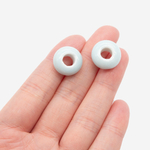 Бусина в форме бублика, 7,8*14,4мм, голубая, глазурированный фарфор