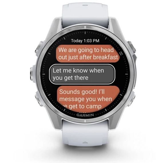 Garmin Fenix 8 43 мм Silver — умные часы с AMOLED-дисплеем и белым ремешком