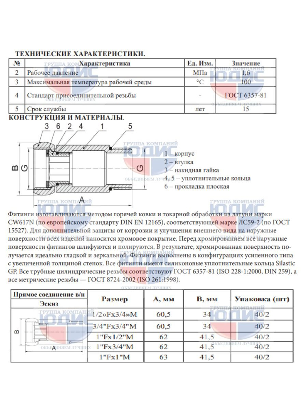Соединение ПС прямое  1/2 ш. х 3/4 г.  ViEiR  (50/1пар)