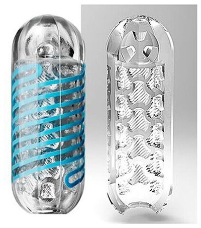 Самозакручивающийся мастурбатор SPINNER Tetra (многоразовый) (Цвет: прозрачный с голубым)