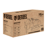 Тиски слесарные BVH-100, 100 мм, поворотные, стальная направляющая, с наковальней //Denzel