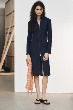 ZARA ДЖИНСОВОЕ ПЛАТЬЕ TRF НА МОЛНИИ, ТЕМНЫЙ ИНДИГО