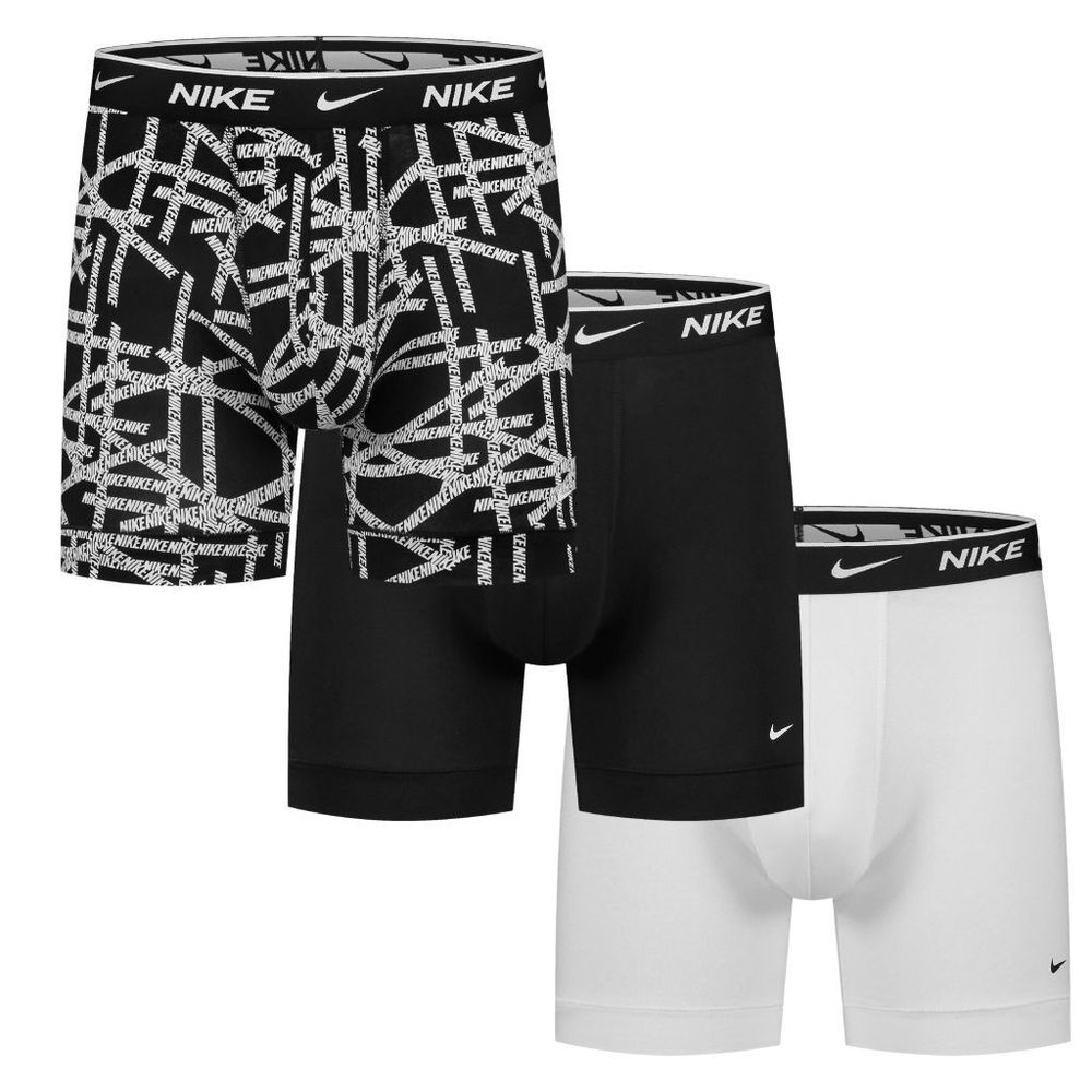 Мужские боксеры спортивные Nike Everyday Cotton Stretch Boxer Brief 3P - logo tape print/black/white