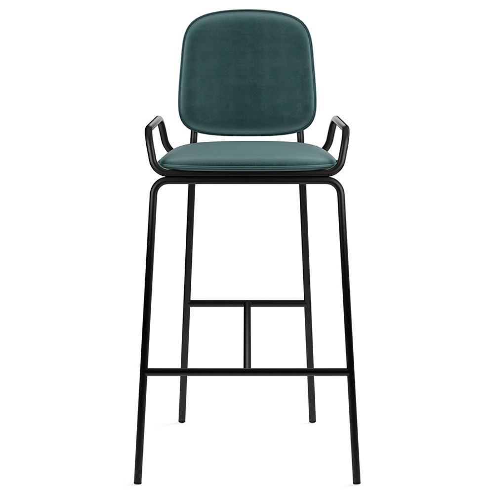 Стул барный Ror, 2 Frame, велюр, черный/зеленый