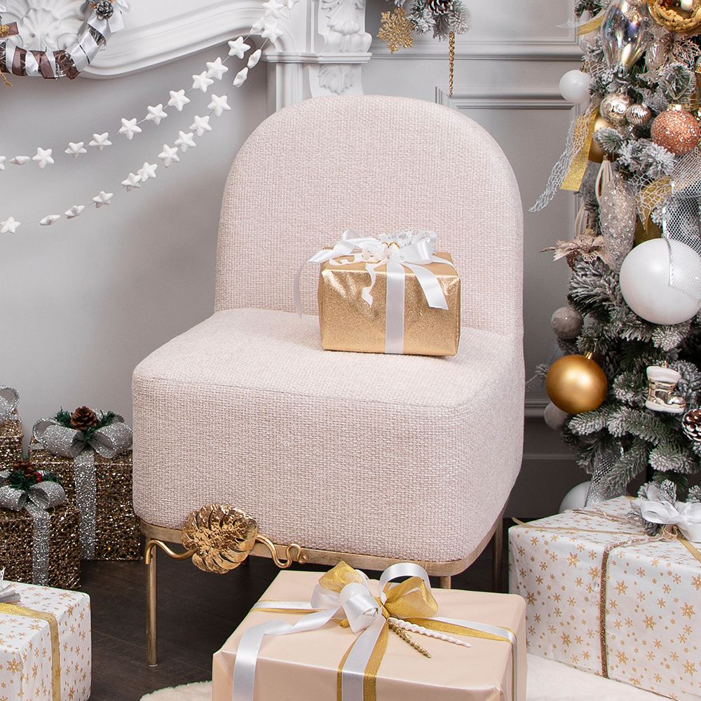 Кресло Monstera Deliciosa (Монстера) Айвори Мраморное золото