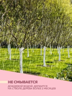 Краска побелка для садовых деревьев и кустарников 3 кг FARBITEX, с антибактериальными добавками для защиты коры от болезней и паразитов