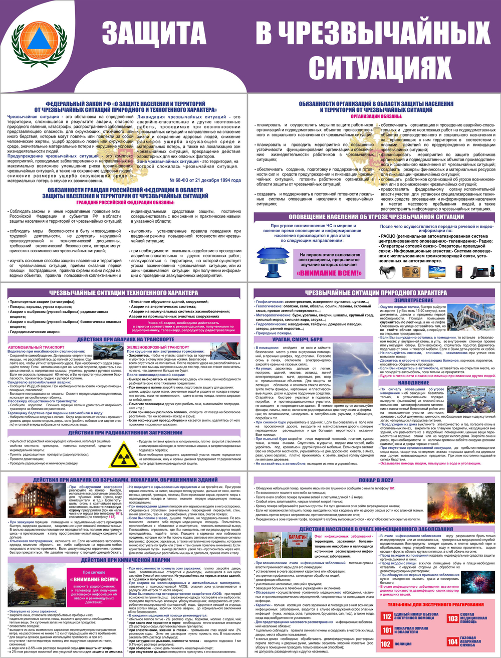 Информационный стенд "Защита в чрезвычайных ситуациях"
