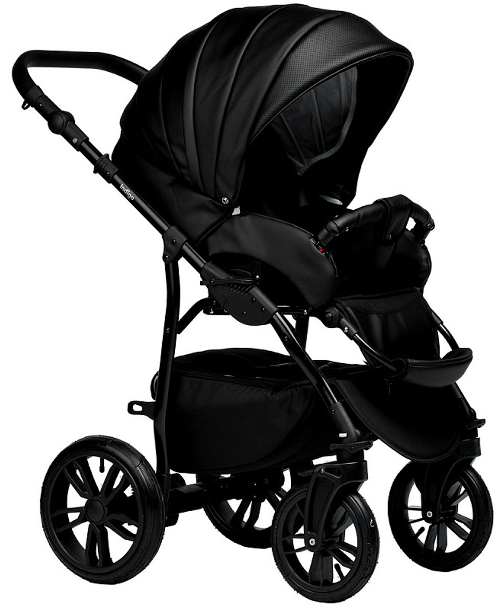 Детская коляска Indigo Indigo Special New 3 в 1 с автокреслом Avionaut Cosmo Is03 черная кожа