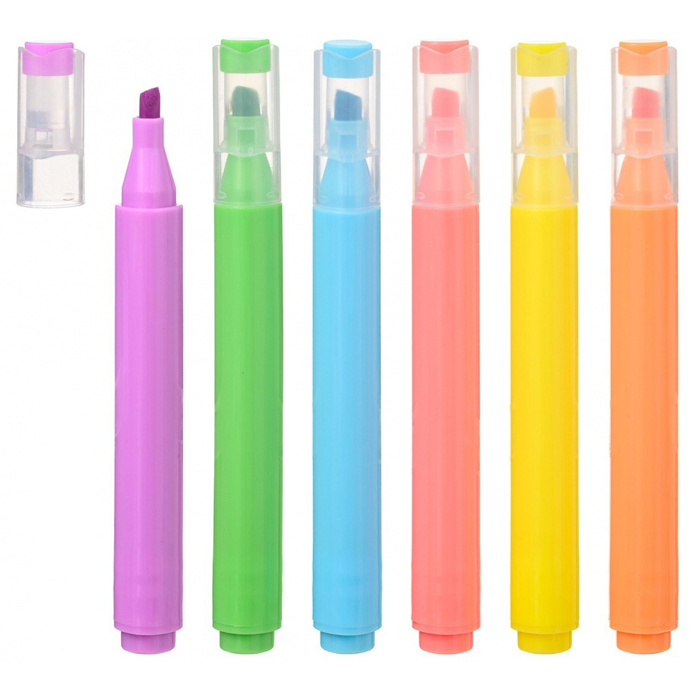 Маркер текстовыделитель, двусторонний, Basir, трехгранный корпус, 6 цветов