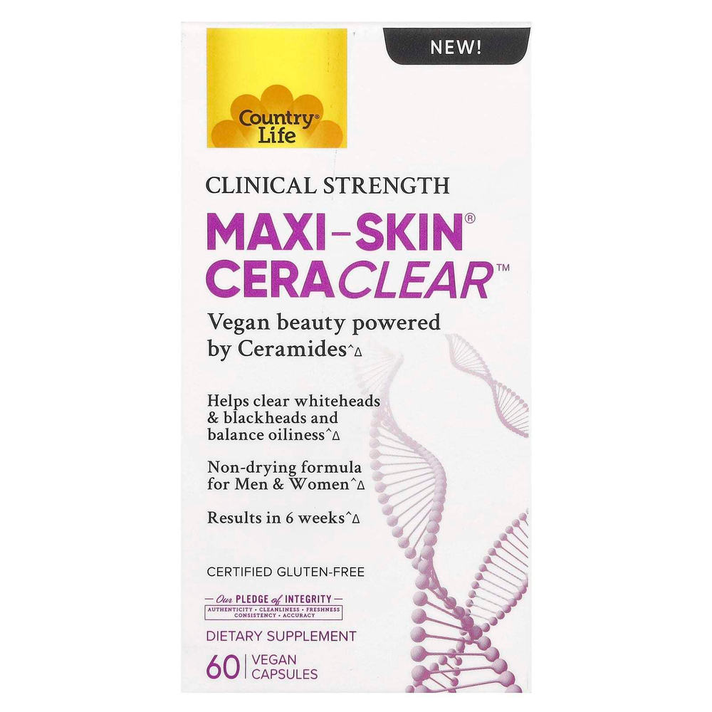 Country Life, Maxi-Skin® Cera Clear ™, 60 веганских капсул