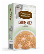 Лакомство "Суп из утки с лососем", для кошек, 35г х 4 шт. Деревенские лакомства