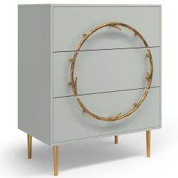 Комод Арт Колор matte Стайл Голд с 3 ящиками Серый дым матовый