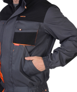 Куртка "МАНХЕТТЕН" т.серый с оранж. и черным тк. мех. стрейч пл. 250 г/кв.м