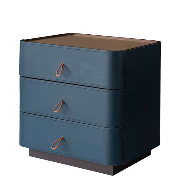 Тумба прикроватная 4268, синяя экокожа