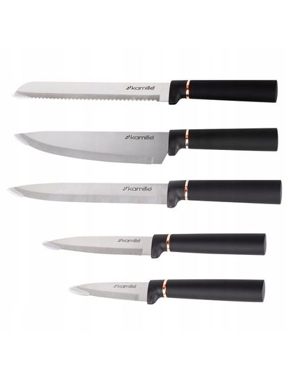 Набор ножей 6 предметов Kamille KM 7625 из нержавеющей стали с подставкой