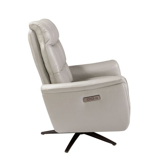 Поворотное кресло-реклайнер 5114/KM-A6010-M565 серое кожаное Испания 