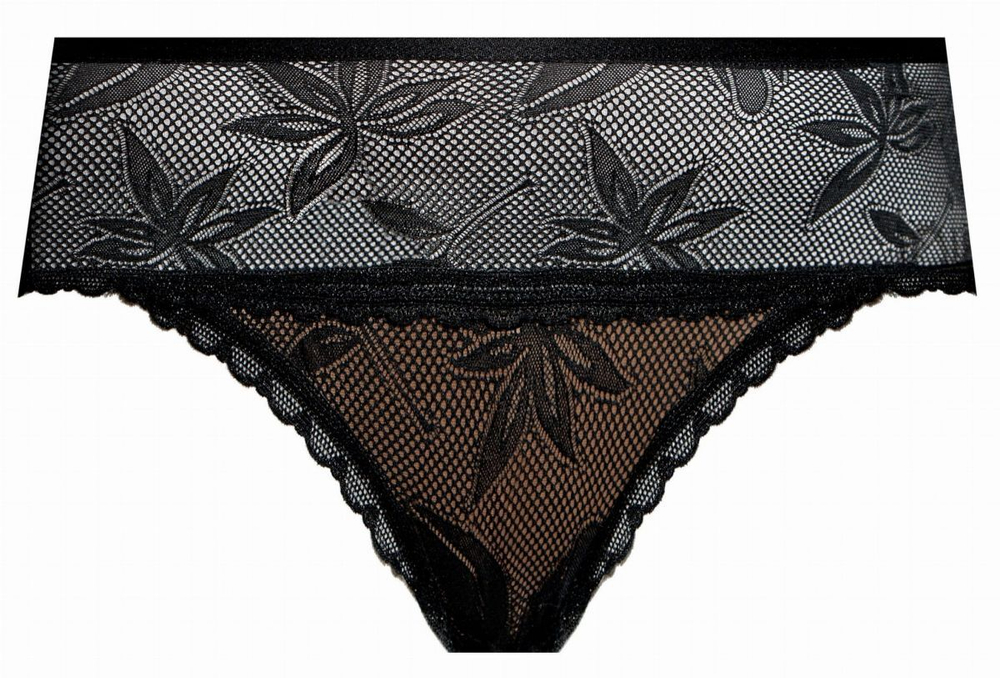 Трусики-шорты из сетки с цветочным рисунком (Размер: L) (Цвет: черный)