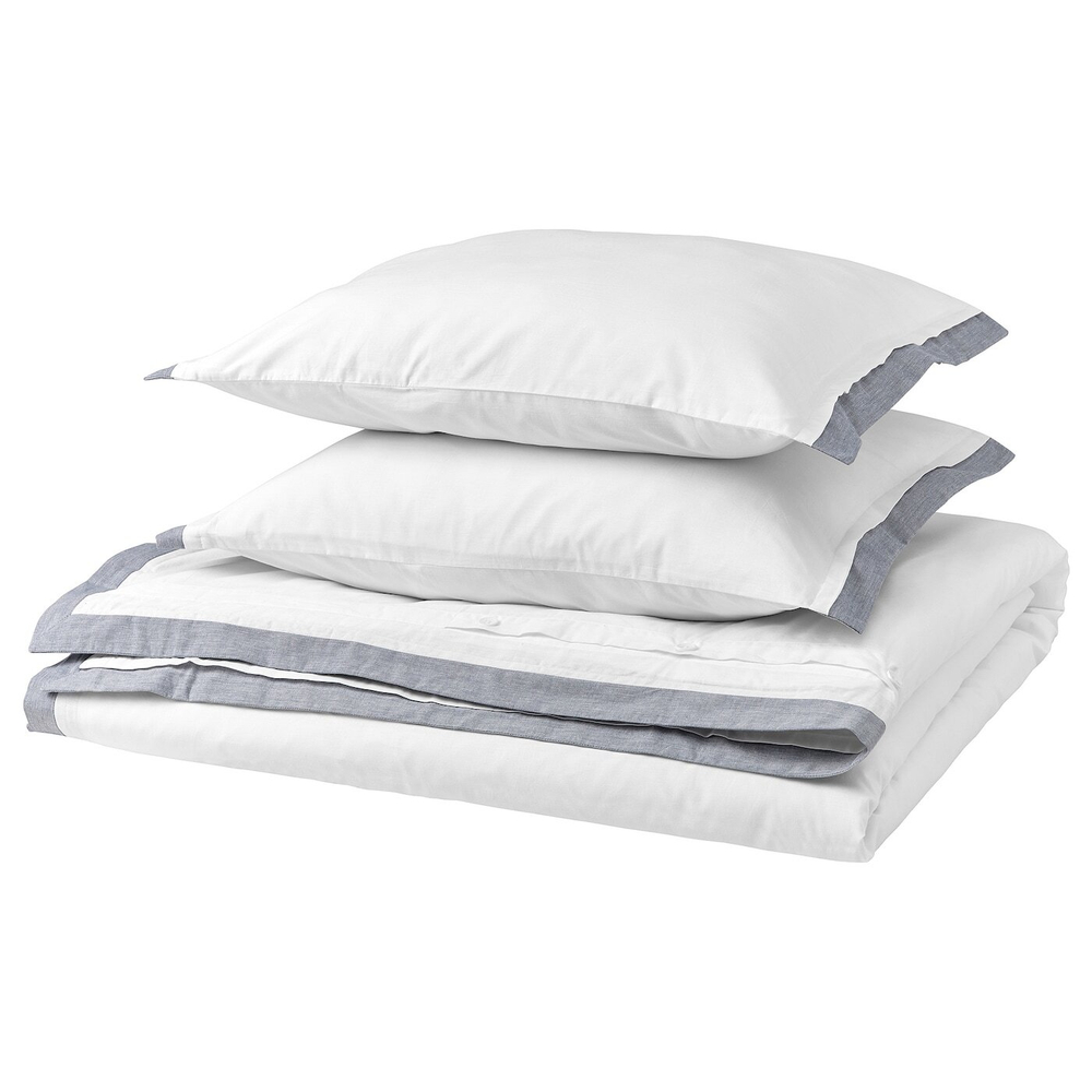 IKEA TÅTELSMYGARE  (ИКЕА ТÅТЕЛСМЙГАРЕ)  -  Пододеяльник и 2 наволочки, белый/голубой, 200x200/50x60 см