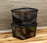 Ящик для хранения с замками КИП 15,5 л 375x285x230 чёрный прозрачный