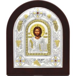 Иисус Христос - Спас Вседержитель. Икона Иисуса Христа в серебряном окладе.