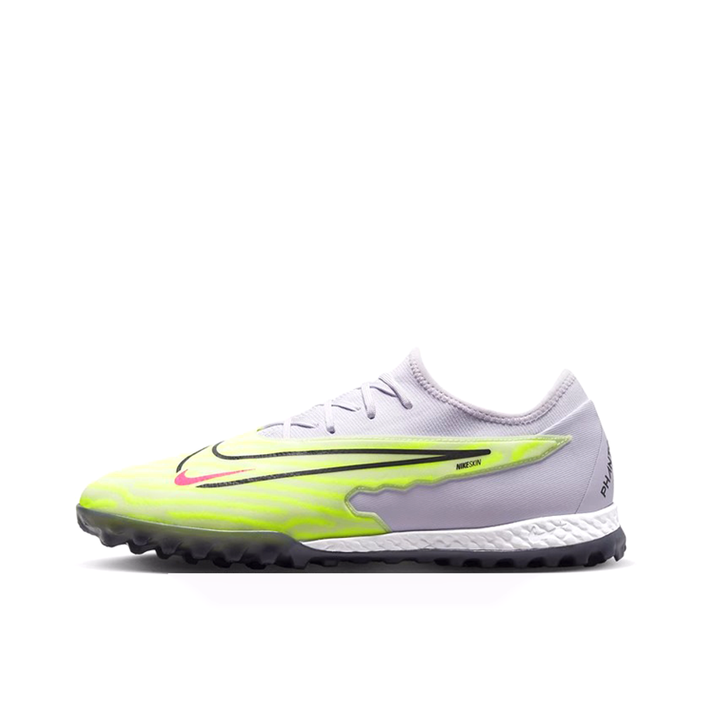 Nike Phantom GX round head lace-up TF (glue broken nails) shock absorption, non-slip, wear-resistant football shoes for men and women with the same purple and green