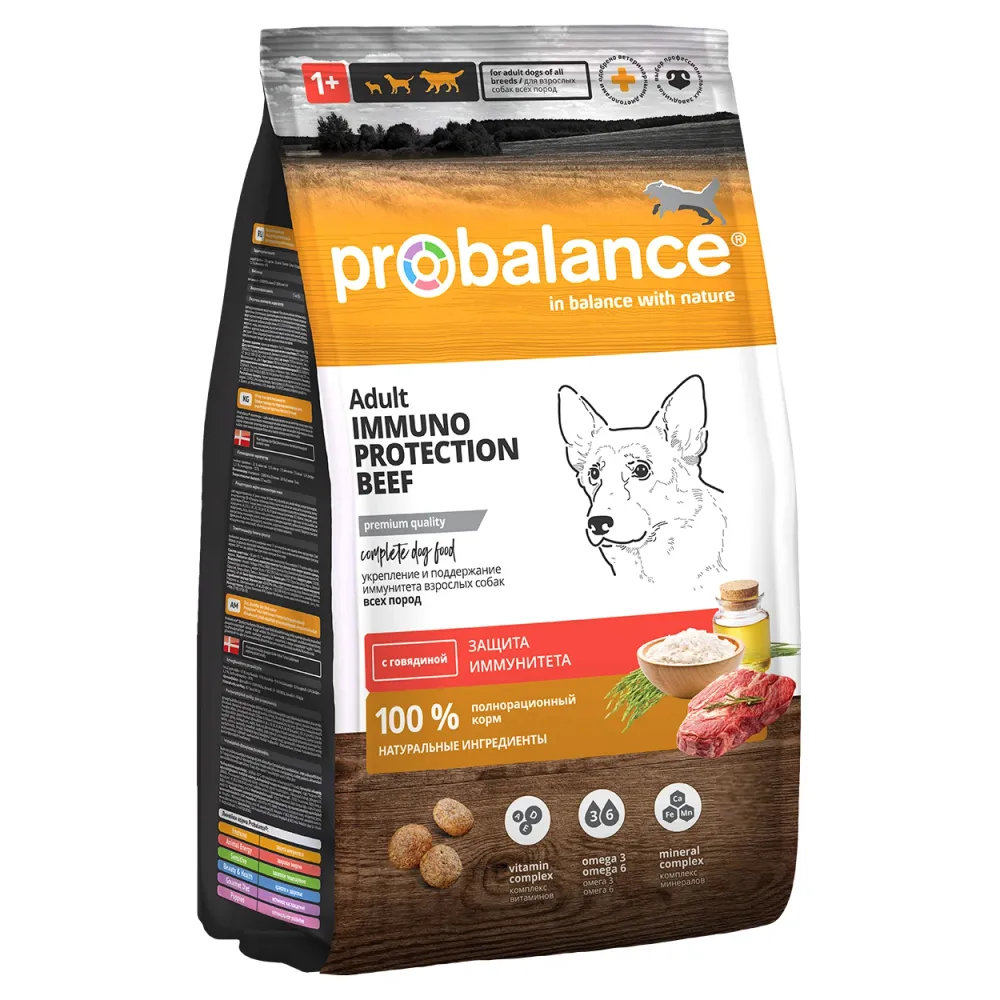 Сухой корм ProBalance Immuno Adult для взрослых собак с говядиной