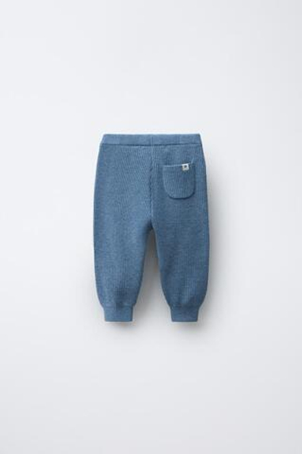 ZARA ТРИКОТАЖНЫЕ БРЮКИ-ДЖОГГЕРЫ, СИНИЙ