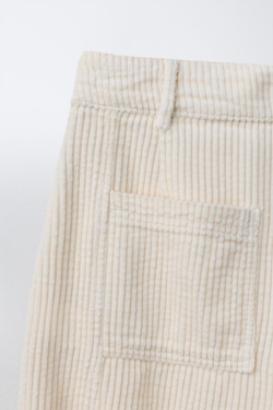 ZARA ВЕЛЬВЕТОВЫЕ БРЮКИ BARREL, СВЕТЛО-БЕЖЕВЫЙ