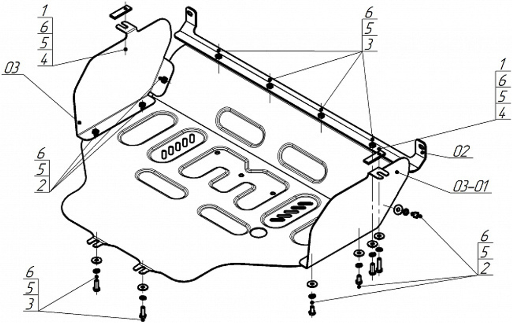 Защита стальная 2 мм Д;КПП для Dongfeng K33 (K32); V=2.3D; FWD; с 2023 Motodor.78612