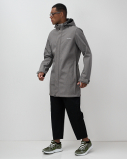 Парка спортивная мужская с капюшоном softshell серого цвета 9565Sr