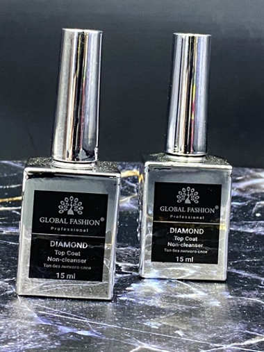 Универсальное верхнее покрытие без липкого слоя (топ/финиш) Global Fashion TOP-Diamond 15 мл
