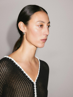 Massimo Dutti Свитер ажурной вязки из 100% хлопка, черный