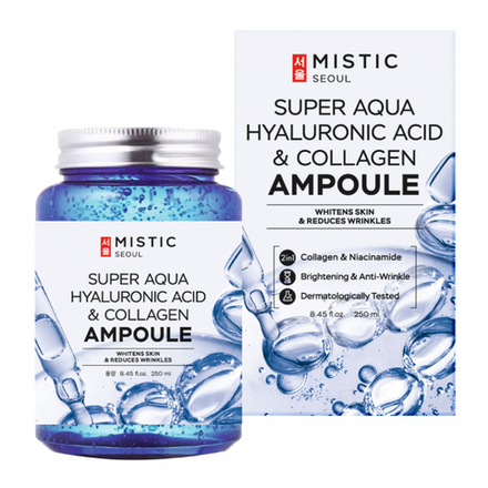 MISTIC SUPER AQUA HYALURONIC ACID & COLLAGEN AMPOULE Глубокоувлажняющая сыворотка с гиалуроновой кислотой и коллагеном 250мл