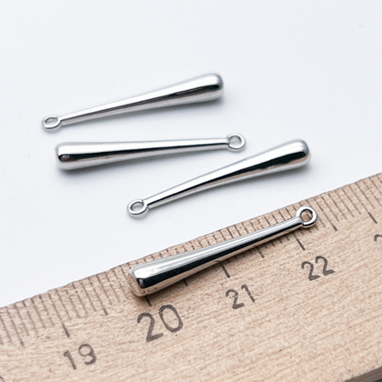 Подвеска Капля, цвет серебро (родий), размер 25*4 мм, цена за 1 шт