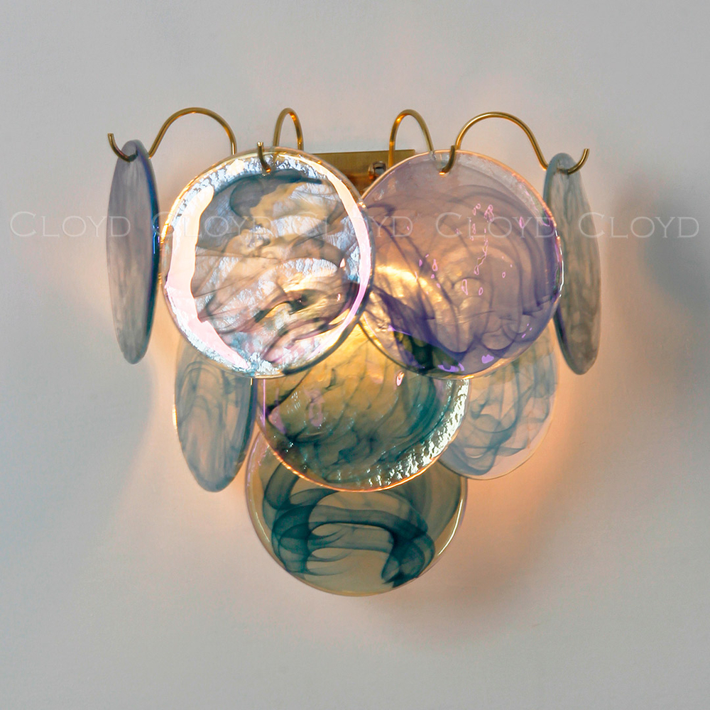 Бра Cloyd LINZE-B W2 / выс. 32 см - латунь - голубое стекло (арт.20483)