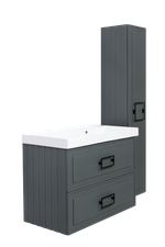 Тумба с раковиной La Fenice Cubo Grigio Twin 90 см FNC-01-CUB-G-90-2 правая, серо-зеленая матовая
