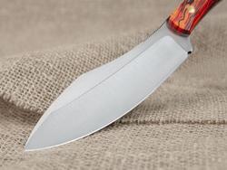 Нож для бушкрафта "Канадец XL", сталь VG-10/Elmax, рукоять микарта (красно-оранжевая)