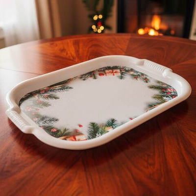 Поднос 36*50см "Новый год", белый