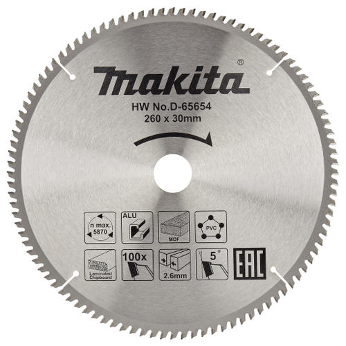 Пильный диск универсальный 260 мм Makita D-65654