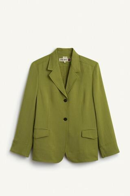 ZARA БЛЕЙЗЕР ИЗ СМЕСОВОГО ЛЬНА, ЗЕЛЕНЫЙ