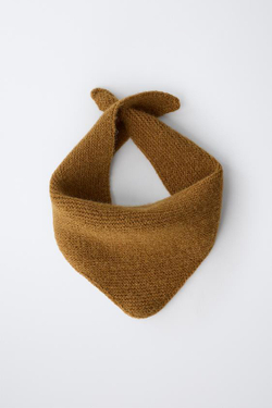 ZARA ТРЕУГОЛЬНАЯ ТРИКОТАЖНАЯ БАНДАНА, ОХРА