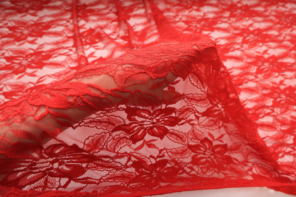 Гипюр стрейч алый