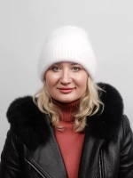 шапка бини осенняя -зимняя из ангоры вязаная