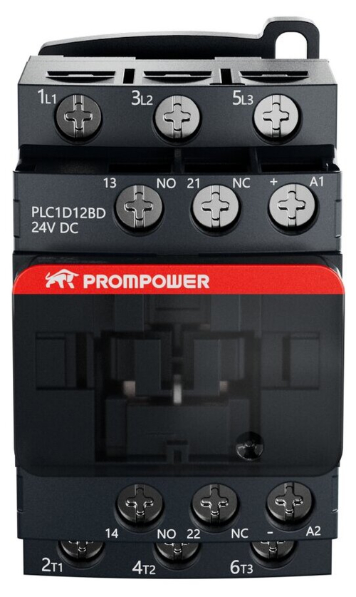 Контактор Prompower PLC1D12BD серии Pulse, ток 12А, 3 полюса, доп контакт 1НО+1НЗ, катушка 24DC