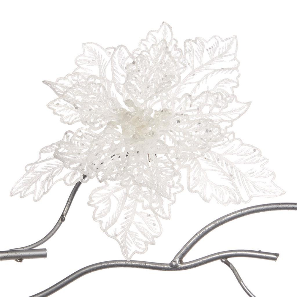 Открытая пуансетия на клипсе белая 23см Goodwill Open Poinsettia On Clip