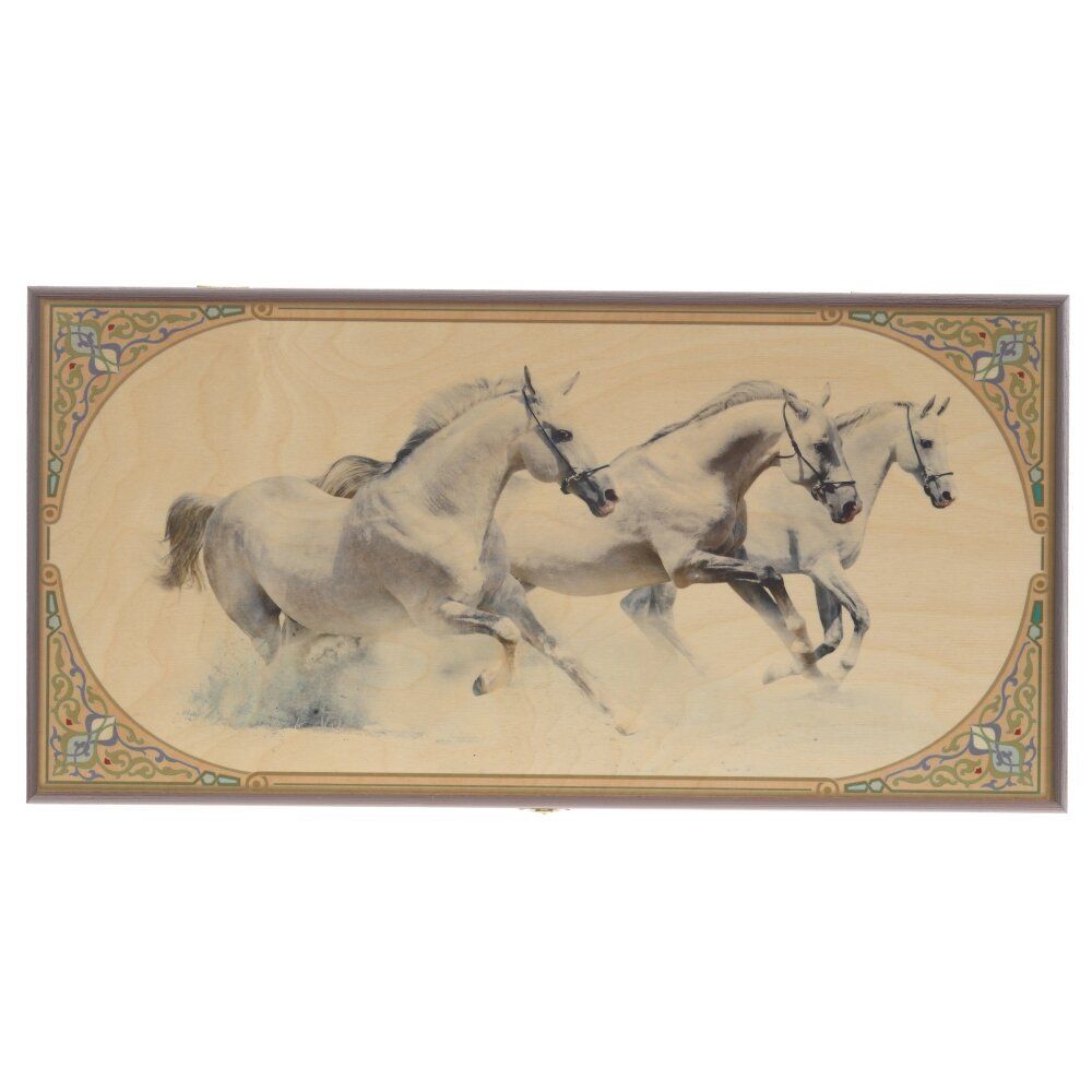 GAEM Игра настольная 2 в 1 ( шашки, нарды) "Белые лошади", L50 W25 H4 см