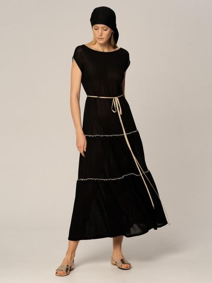 Женское платье черного цвета из вискозы - фото 2