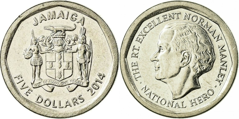 Ямайка 5 долларов, 1994-2022 Норман Мэнли XF