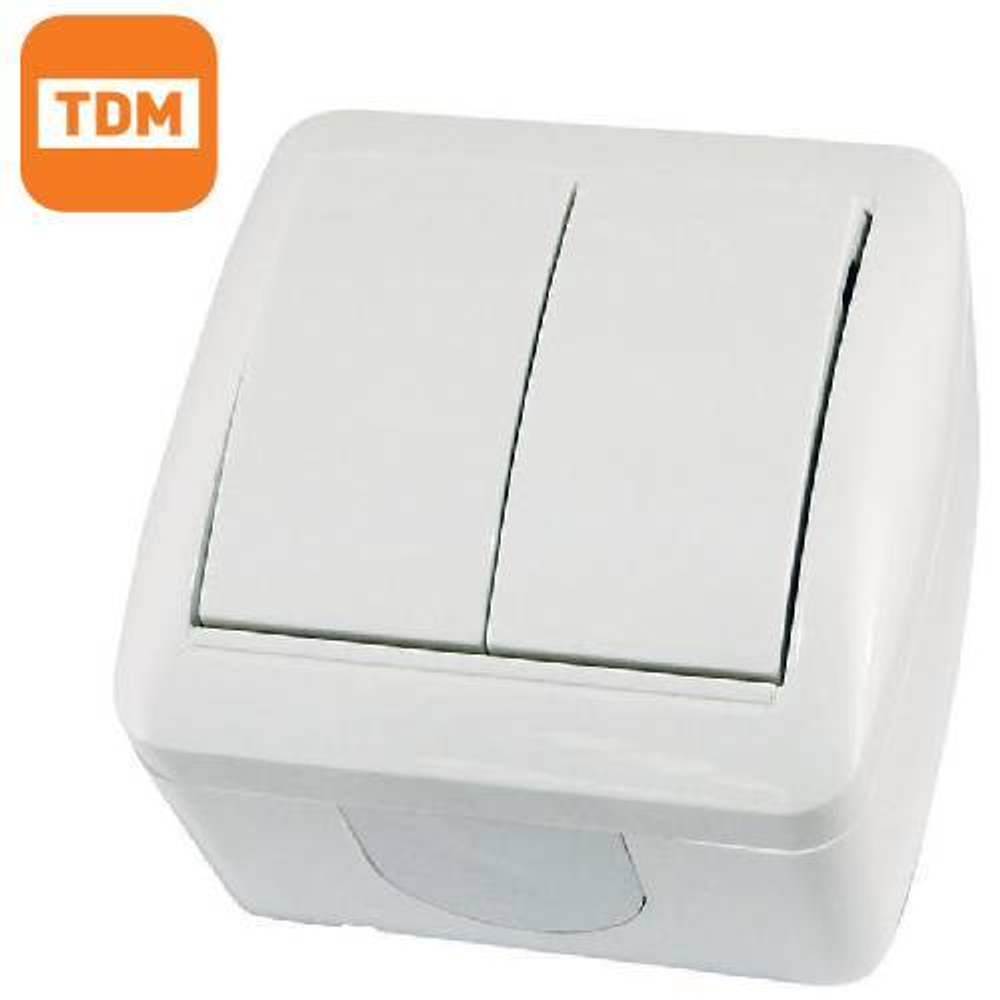 Выключатель 2кл IP44 10A (белый) Селигер TDM SQ1818-0002